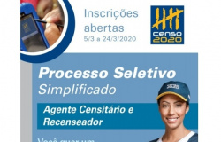 IBGE contratará 54 recenseadores e 17 agentes censitários municipais para atuarem no Vale do São Lourenço