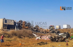 Acidente entre caminhão e carreta mata casal em Lucas do Rio Verde