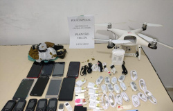 Policiais penais interceptam entrada de drone, celulares e droga na Penitenciária Central