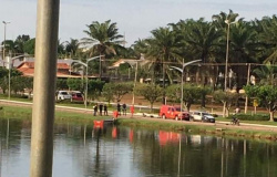 Mulher é encontrada morta em lago e corpo é retirado pelos bombeiros em Matupá