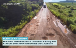 MT-208: Rodovia que liga Alta Floresta à Nova Monte Verde tem buracos e trechos críticos; Veja o vídeo