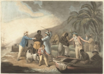 Família africana sendo separada por traficantes de escravos europeus, John Raphael Smith, depois de George Morland, 1791. Rijksmuseum Amsterdam.