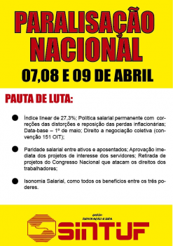 CARTAZ - Paralisação Nacional 07, 08 e 09 de abril 2015